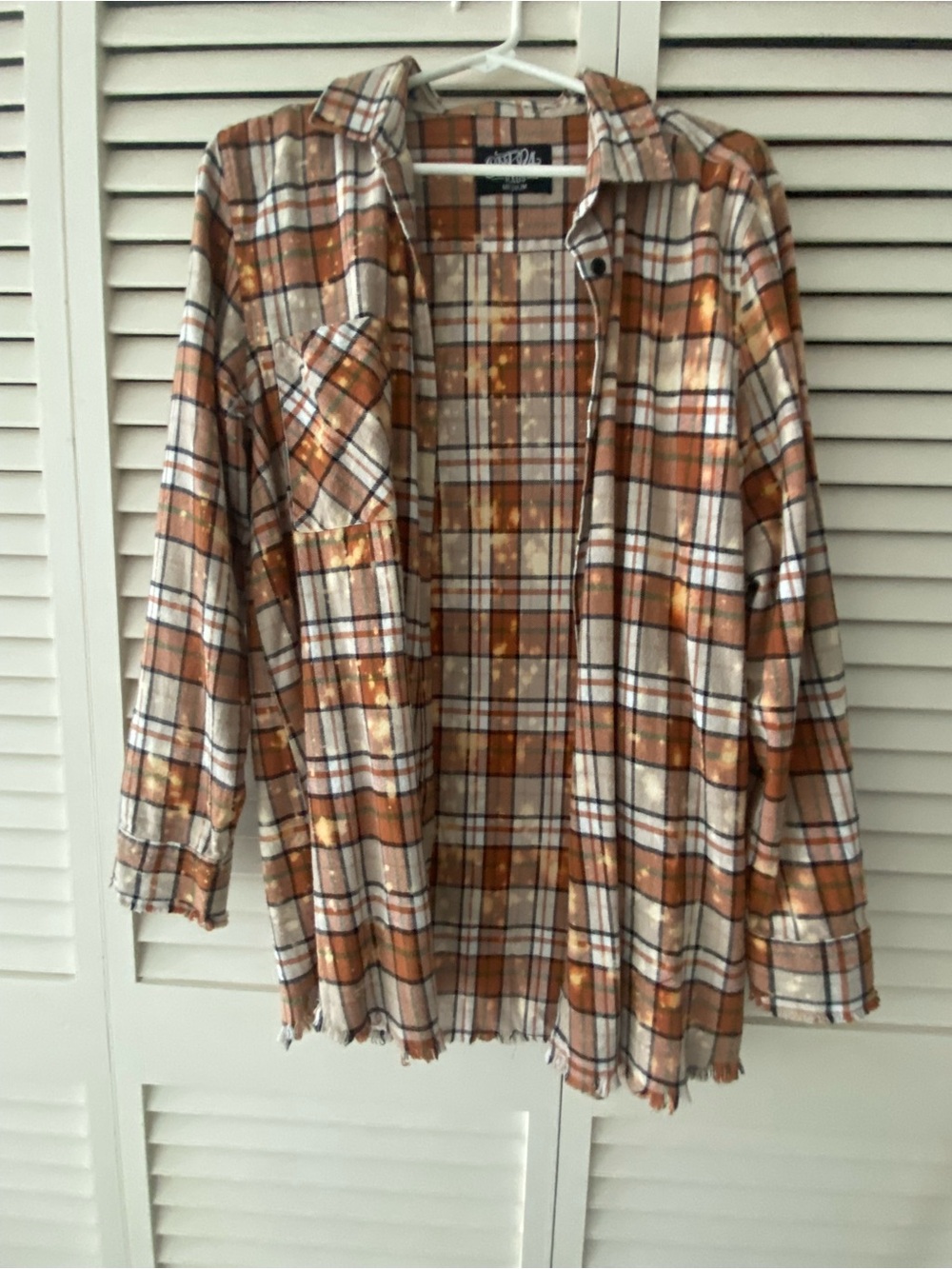 One24 Rags Women Fall Rust Plaid Button-Front Shacket Size M